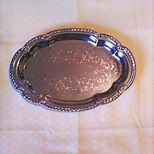 Serving Tray Chrome Silver-tone Embossed Shelton Ware NYC 9.5" x 6.5" Vintage
